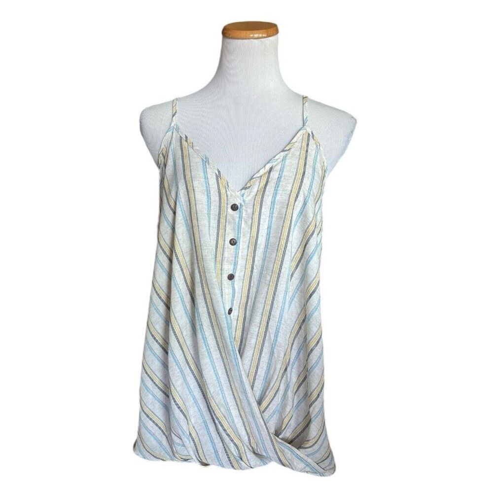 Womens PS Love Twist Front Button Down Sleeveless Top - Sz L